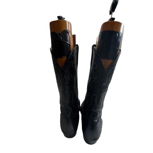 RARE? CUADRA Western Boots Black Leather Snake Skin Boots Sz 10.5 Men\'s Mexico main image 9